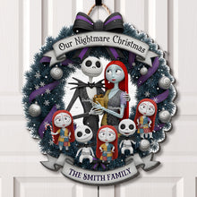 Load image into Gallery viewer, Our Nightmare Christmas - Spooky Family Wood Sign - Personalized Gifts for Family Wood Sign PopCulturePrints