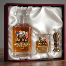 Load image into Gallery viewer, “Honor Your Legacy” - Proud American Eagle Dad Decanter Set - Personalized Gift for Dad and Grandpa Bottle PopCulturePrints