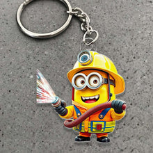 Load image into Gallery viewer, Personalized Firefighter Keychain - Custom Minion Design Keychains PopCulturePrints