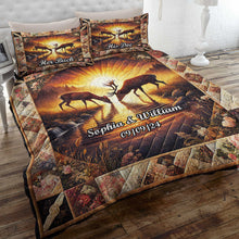Load image into Gallery viewer, Personalized Romantic Deer Couple Quilt Bed Set Blanket PopCulturePrints