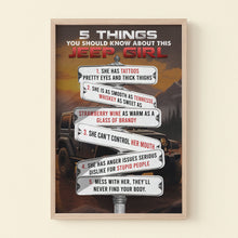 Load image into Gallery viewer, 5 Things You Should Know About This Jeep Girl - Wooden Sign Poster & Canvas PopCulturePrints