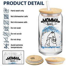 Load image into Gallery viewer, Mama Bear Nutrition Facts - Personalized Clear Glass Can - Perfect Gift for Mom and Grandma Clear Glass Can PopCulturePrints