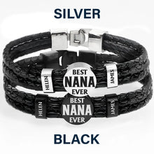 Load image into Gallery viewer, Best Dad Ever - Personalized Leather Braided Bracelet | Unique Gift for Dad, Grandpa, or Stepdad Leather Braided Bracelet PopCulturePrints