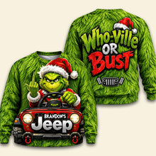 Load image into Gallery viewer, “Who-Ville or Bust”: Personalized Grinch Off-Road Journey 3D Shirt - Custom Gift for Off-Road Lovers