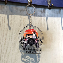 Load image into Gallery viewer, Personalized Jeep Partners for Life Keychain | Custom Adventure Gift | Valentine's Day Gifts Keychains PopCulturePrints