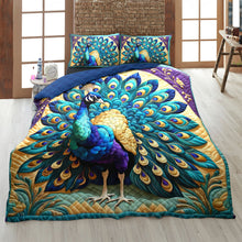 Load image into Gallery viewer, Personalized Peacock Quilt Bed Set - Unique Cultural Gift Blanket PopCulturePrints