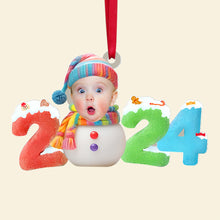 Load image into Gallery viewer, Baby's First Christmas 2024 Photo Ornament Ornament PopCulturePrints