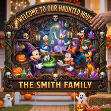 Load image into Gallery viewer, Welcome To Our Haunted Crew - Personalized Yard Sign for Spooky Families