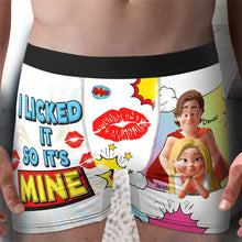 Load image into Gallery viewer, I Licked It So It's Mine - Personalized Spicy Couple Men's Boxers Boxer Briefs PopCulturePrints
