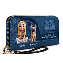 Load image into Gallery viewer, "Every dog mom deserves a special gift" - Personalized Leather Long Wallet for Dog Lovers, Perfect for Any Occasion! Leather Long Wallet PopCulturePrints