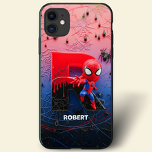 Load image into Gallery viewer, “Swing into Action with Style!” - Wall-Crawler Alphabet Phone Case - Personalized Gifts for Marvel Fans Phone Case PopCulturePrints