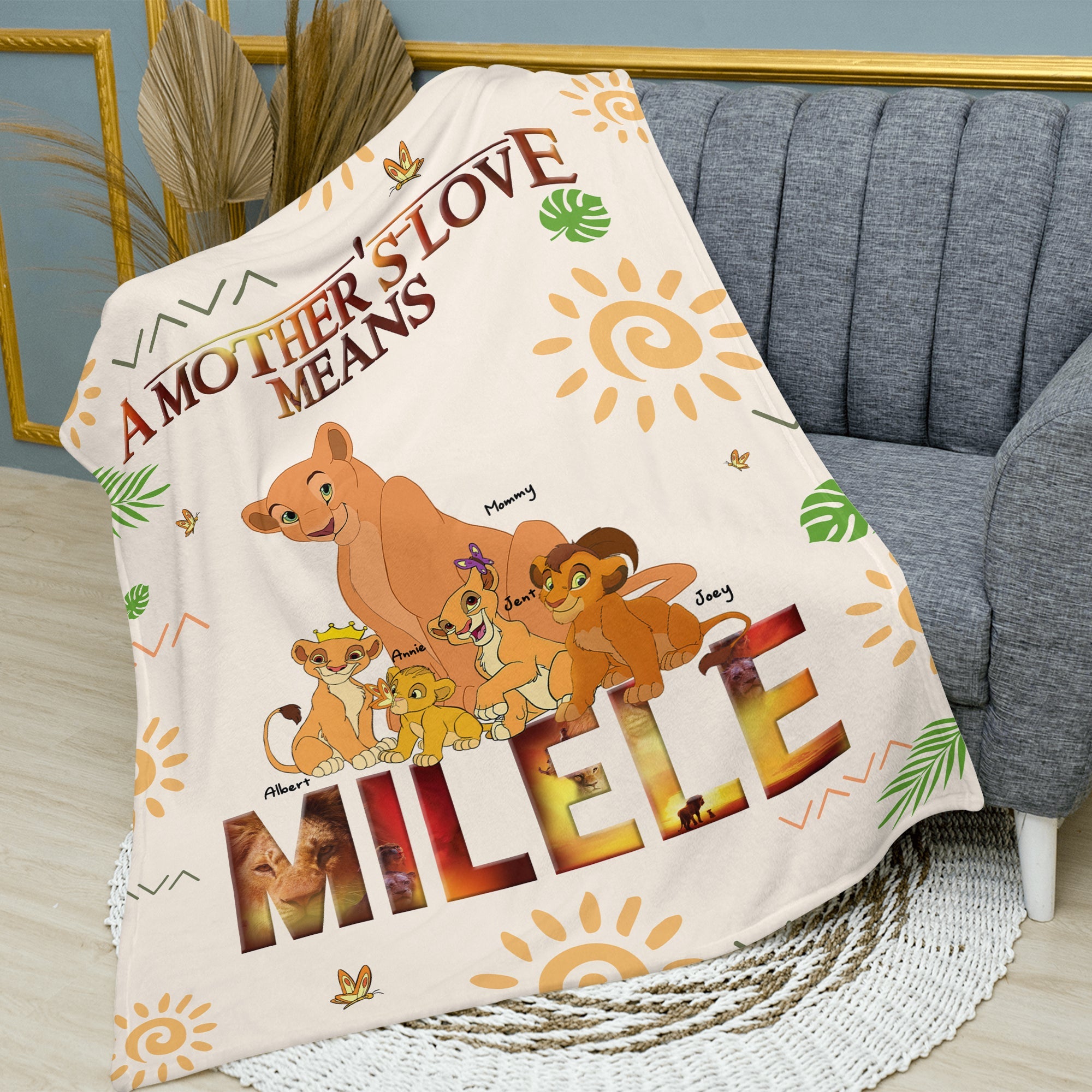 A Mother's Love Means MILELE - Personalized Lion Blanket for Mom Blanket PopCulturePrints