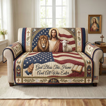 Load image into Gallery viewer, God Bless This Home And All Who Enter - Personalized Quilted Sofa Cover