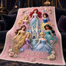 Load image into Gallery viewer, "Every Little Princess's Dream Come True" - Lovely Fairy Tale Princesses Blanket - Personalized Gift for Kids Blanket PopCulturePrints