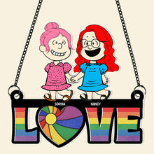 Load image into Gallery viewer, Personalized Cartoon Couple LOVE Hanging Ornament Suncatcher PopCulturePrints