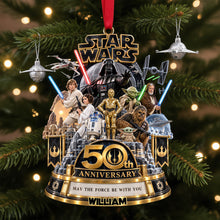 Load image into Gallery viewer, “May the Force Be With You” - Personalized Warriors Merry Christmas Acrylic Ornament - Unique Gifts for Star Wars Fans Ornament PopCulturePrints