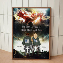 Load image into Gallery viewer, Personalized Canvas Print - My Love for You is Taller Than Wall Rose Poster & Canvas PopCulturePrints