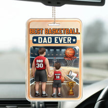 Load image into Gallery viewer, “Best Basketball Dad Ever” - Personalized Acrylic Car Hanger - Perfect Gift for Dads and Grandpas Acrylic Car Hanger PopCulturePrints