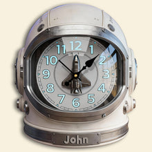 Load image into Gallery viewer, “Time Flies in Space!” - Personalized Astronaut Acrylic Hanging Wall Clock - Perfect Gift for Space Lovers and Astronaut Enthusiasts Hanging Wall Clock PopCulturePrints