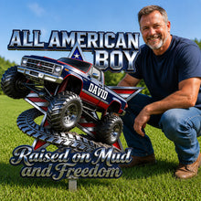 Load image into Gallery viewer, “Raised on Mud and Freedom” - Personalized American Tradition Metal Sign - Perfect Gift for Off-road Lovers