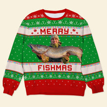 Load image into Gallery viewer, Personalized Fishing Lovers Ugly Christmas Sweater AOP Products PopCulturePrints