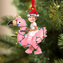 Load image into Gallery viewer, Personalized Funny Dinosaur Christmas Ornament for Kids Ornament PopCulturePrints