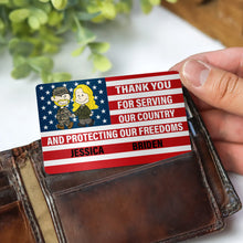 Load image into Gallery viewer, "Thank You for Serving Our Country" - Personalized Aluminum Wallet Card Gift for Veteran Couples Wallet Card PopCulturePrints