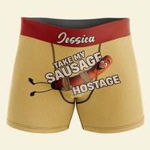 Load image into Gallery viewer, Custom Boxer Briefs - Take My Sausage Hostage | Perfect Valentine's Day Gifts for Him Boxer Briefs PopCulturePrints