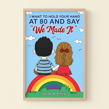 Load image into Gallery viewer, Customized Couples Canvas Print - 'We Made It' at 80 Poster & Canvas PopCulturePrints