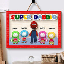 Load image into Gallery viewer, Super Dad Personalized Wood Sign - Custom Names Wood Sign PopCulturePrints