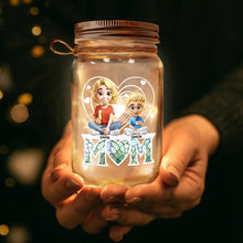 Load image into Gallery viewer, We Love You Mom! - Personalized Mason Jar Light for Young Mothers and Children Mason Jar Light PopCulturePrints