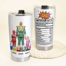 Load image into Gallery viewer, Personalized Super Dad Nutrition Facts Tumbler - Custom Gift for Father's Day Tumbler Cup PopCulturePrints