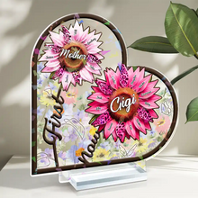 Load image into Gallery viewer, “Sunshine in Every Style - Personalized Sunflower First Mom Now Grandma 3D Effect” - Custom Holographic Acrylic Plaque for Mom and Grandma Holographic Acrylic Plaque PopCulturePrints