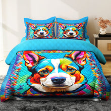 Load image into Gallery viewer, Vibrant Corgi Quilt Bed Set - Perfect Gift for Dog Lovers Blanket PopCulturePrints