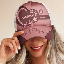 Load image into Gallery viewer, Personalized Grandpa Handprints Cap - Meaningful Gift for Dad, Grandma, Kids & Any Loved One Mesh-back Casual Cap PopCulturePrints
