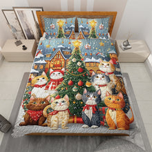 Load image into Gallery viewer, Festive Cat Lovers' Quilt Bed Set - Christmas Edition Blanket PopCulturePrints