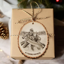 Load image into Gallery viewer, #1 Fishing Partners - Custom Photo Engraved Wood Ornament, Personalized Gift for Fishing Lovers Ornament PopCulturePrints
