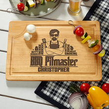 Load image into Gallery viewer, “The Grillmaster” - Personalized Wooden Cutting Board - Perfect Gift for Dad, Grandpa, and BBQ Lovers Wooden Cutting Board PopCulturePrints