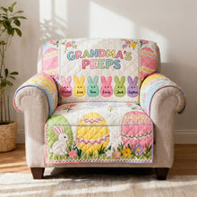 Load image into Gallery viewer, “Grandma's Peeps” – A Heartwarming Personalized Quilted Sofa Cover - Perfect Gift for Grandma, Mom, or Any Loved One Sofa Cover PopCulturePrints