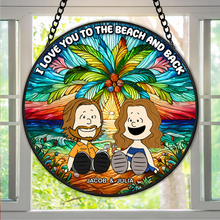 Load image into Gallery viewer, Custom Beach-Themed Stained Glass Art for Couples - Perfect Personalized Valentine's Day Gifts Ornament PopCulturePrints