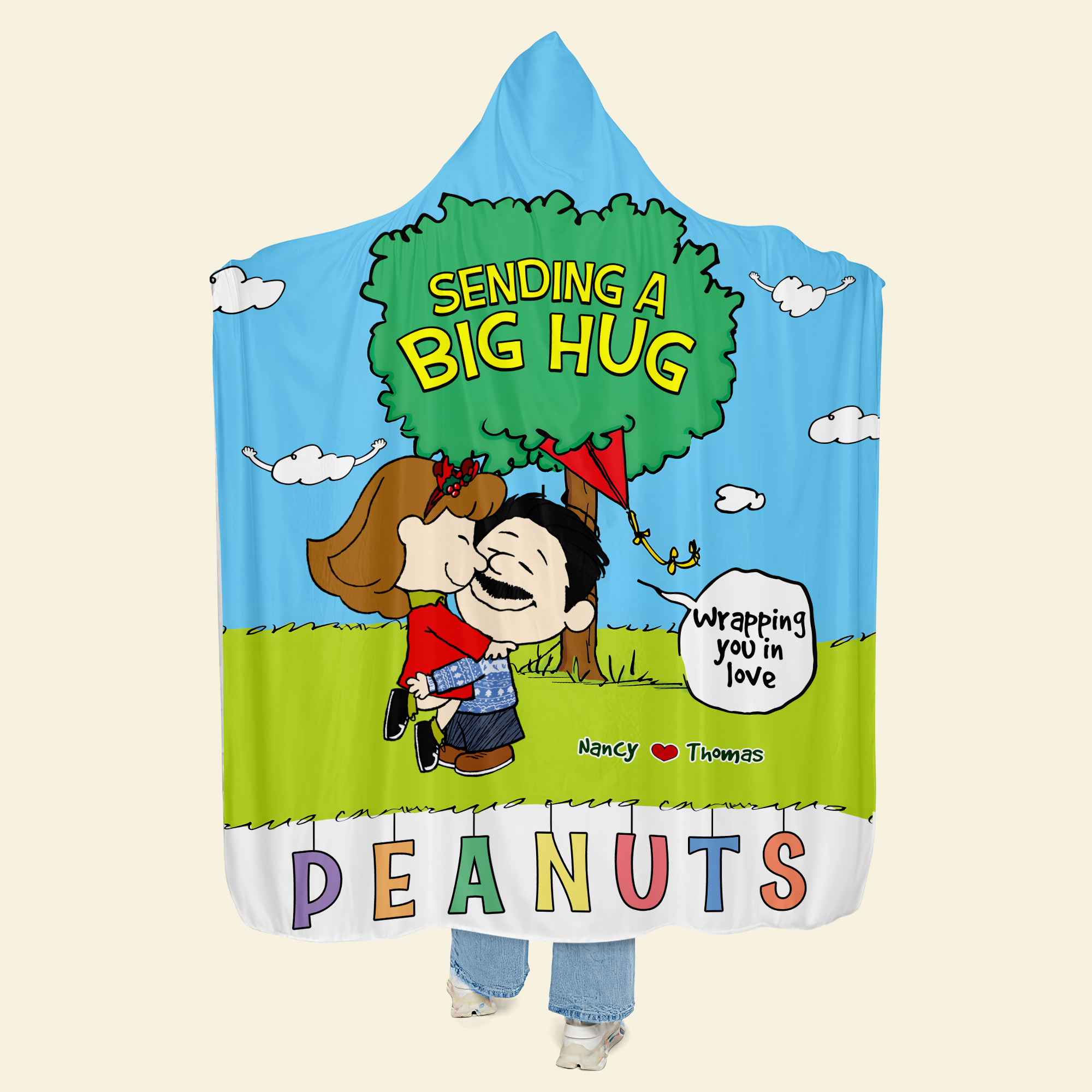 Custom Cartoon Couple Hooded Blanket - Personalized Valentine's Day & Christmas Gift Blanket PopCulturePrints