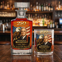 Load image into Gallery viewer, "Celebrate 250 Years of Freedom with Elegance" - Personalized Decanter Set - Unique Gift for Drinking Lovers and History Enthusiasts Bottle PopCulturePrints