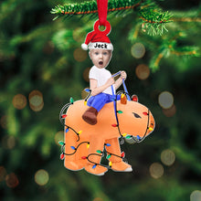 Load image into Gallery viewer, Personalized Funny Dinosaur Christmas Ornament for Kids Ornament PopCulturePrints