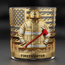 Load image into Gallery viewer, "Brave Souls, Sip in Style" - Personalized Firefighter Whiskey Glass - Perfect Gift for Firefighters and Retirees Whiskey Glass PopCulturePrints