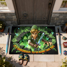 Load image into Gallery viewer, “It’s Dangerous to Go Alone! Take This” - Fantasy Hero Doormat, Personalized Gift for Gamers Doormat PopCulturePrints