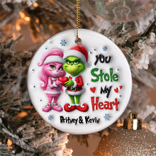 Load image into Gallery viewer, Personalized 'You Stole My Heart' Ornament - Perfect Valentine's Day Gifts for Couples | Holiday Decor Ornament PopCulturePrints