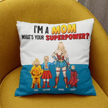 Load image into Gallery viewer, Super Mom Personalized Throw Pillow - Custom Name Gift Pillow PopCulturePrints