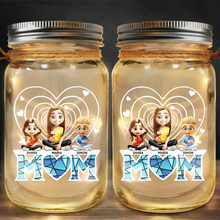 Load image into Gallery viewer, We Love You Mom! - Personalized Mason Jar Light for Young Mothers and Children Mason Jar Light PopCulturePrints