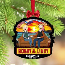 Load image into Gallery viewer, “Celebrate Your Love With Humor” - Quirky Cartoon Couple Ornament - Personalized Gift for Couples Ornament PopCulturePrints