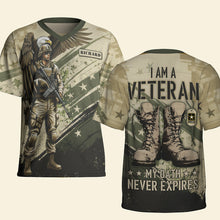 Load image into Gallery viewer, I Am A Veteran – Personalized Military Honor Jersey Shirt AOP Products PopCulturePrints
